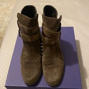 Stuart Weitzman dark green suede ankle boots excellent condition